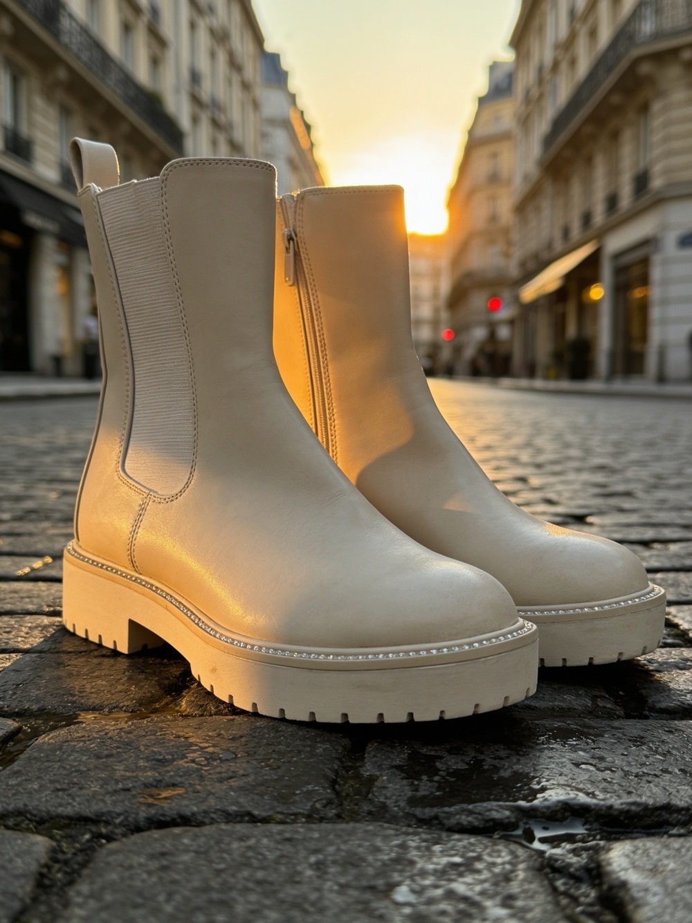 Time and Tru Cream Chelsea Lug Boots